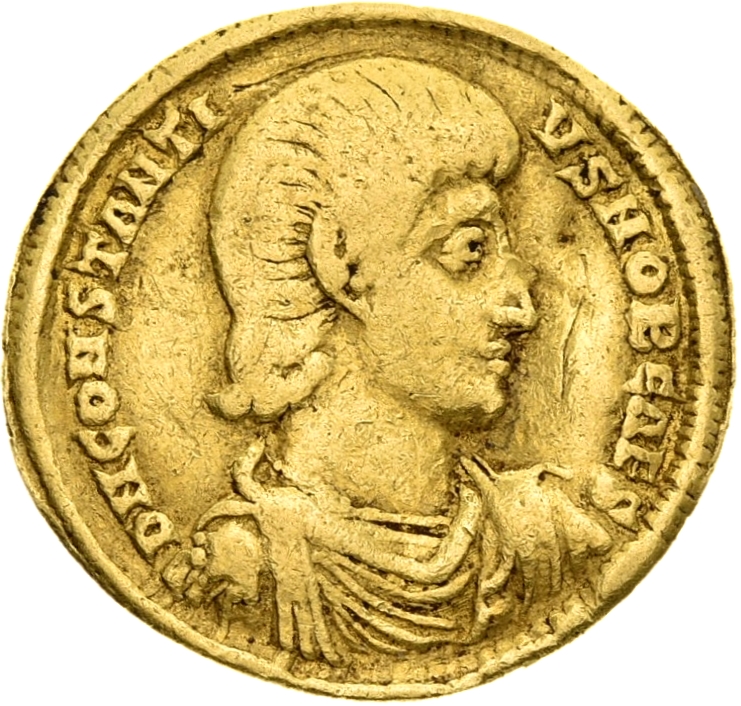 RIC VIII Antioch 90 Constantius II obverse, Bust of Constantius Gallus, bareheaded, draped, cuirassed, right