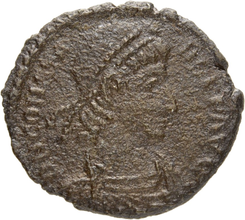 RIC VIII Aquileia 112 Constans obverse, Bust of Constans, pearl-diademed, draped, cuirassed, right
