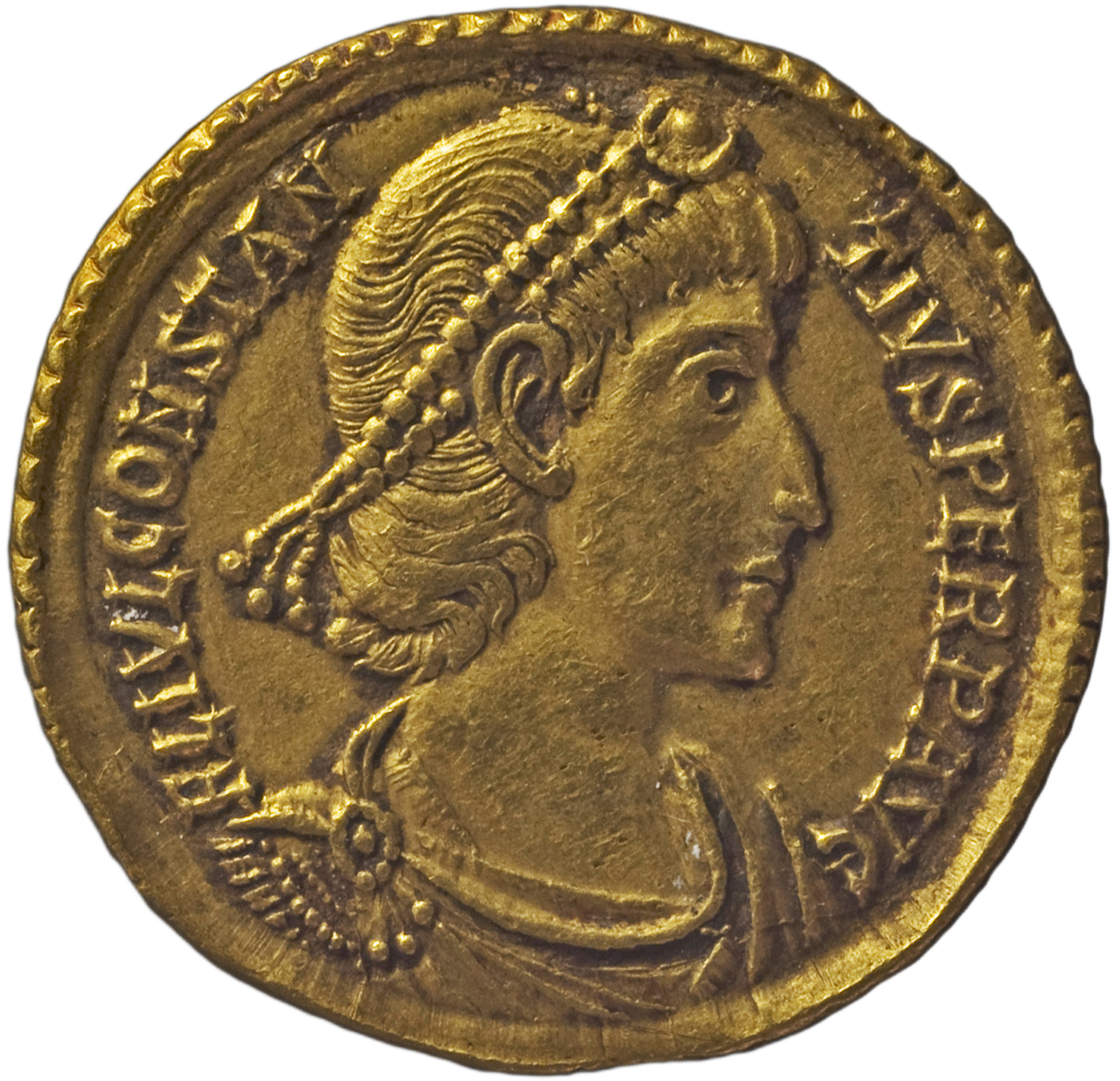 RIC VIII Aquileia 179 Constantius II obverse, Bust of Constantius II, pearl-diademed, draped, cuirassed, right