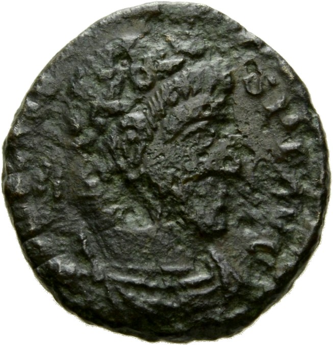 RIC VIII Aquileia 23 Constantine II obverse, Bust of Constans, laureate, rosette-diademed, draped, cuirassed, right