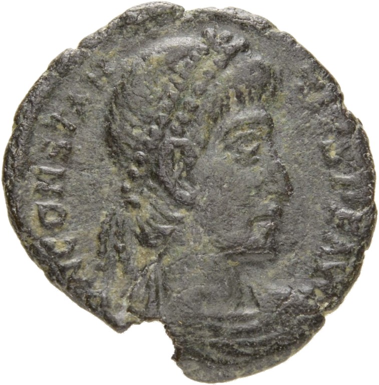RIC VIII Aquileia 235 Constantius II obverse, Bust of Constantius II, pearl-diademed, draped, cuirassed, right; M behind bust