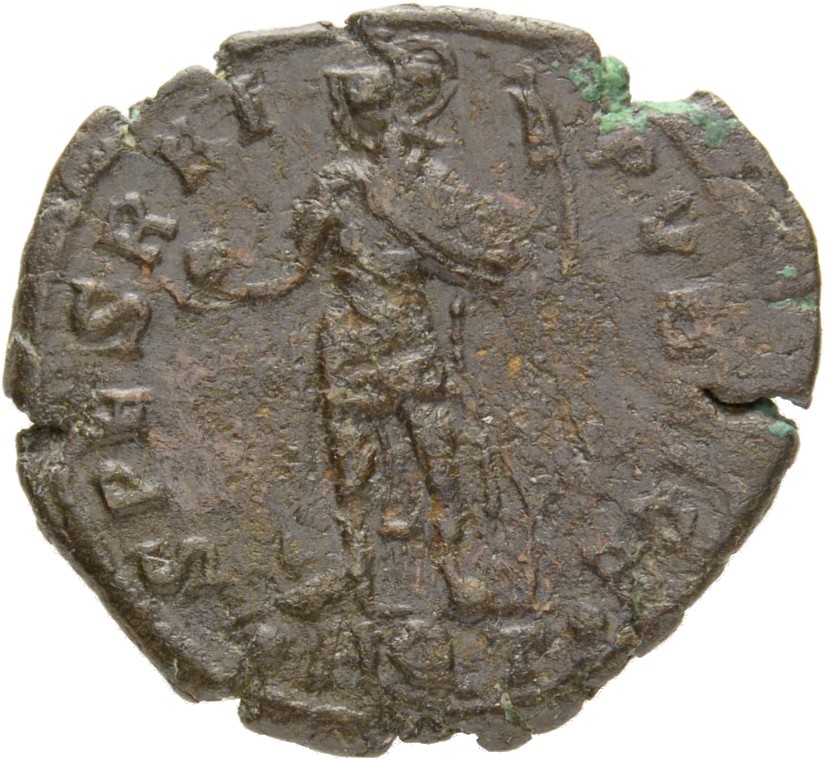 RIC VIII Aquileia 240 Constantius II reverse, Julian, helmeted, draped, cuirassed, standing left, holding globe in right h...