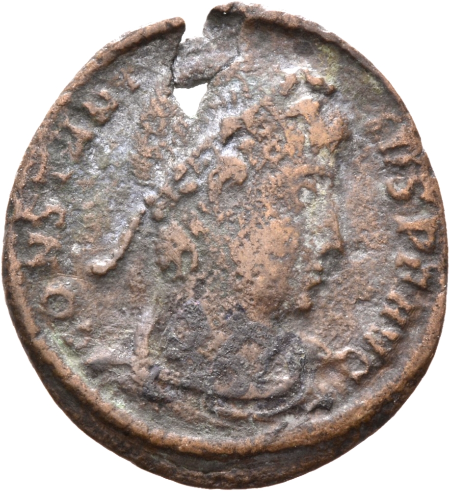 RIC VIII Aquileia 33 Constantine II obverse, Bust of Constantius II, laureate, rosette-diademed, draped, cuirassed, right