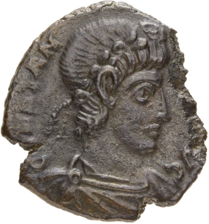 RIC VIII Aquileia 87 Constans obverse, Bust of Constans, laureate, rosette-diademed, draped, cuirassed, right