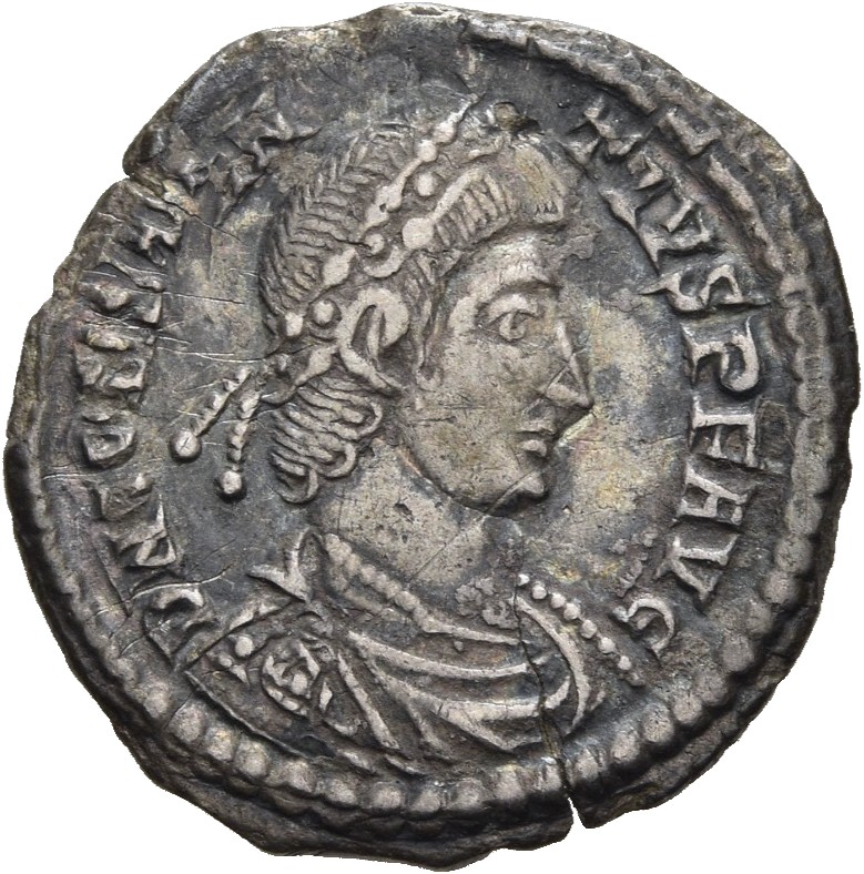 RIC VIII Arelate 208 Constantius II obverse, Bust of Constantius II, laureate, rosette-diademed, draped, cuirassed, right