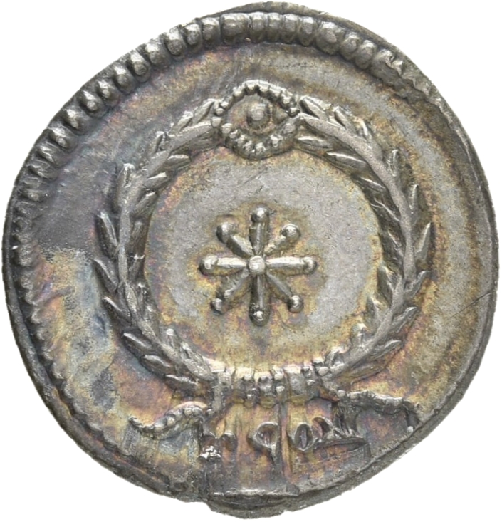 RIC VIII Arelate 210 Constantius II reverse, Star within a wreath