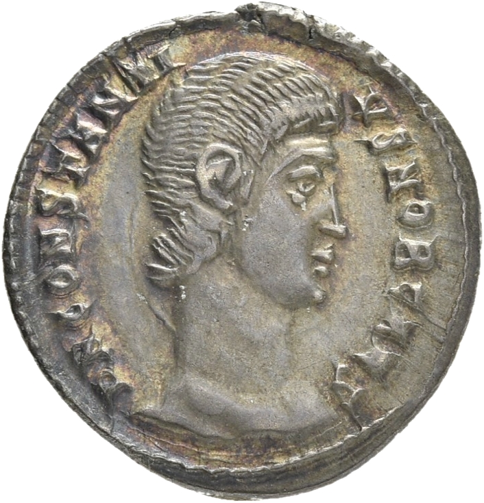 RIC VIII Arelate 210 Constantius II obverse, Head of Constantius Gallus, bareheaded, right