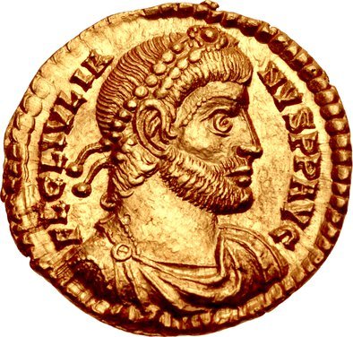 RIC VIII Arelate 226 Constantius II obverse — Bust of Constantius II, pearl-diademed, wearing consular robes, left, holdin...