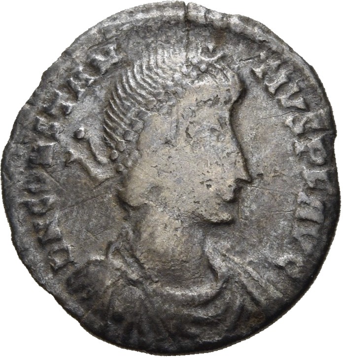 RIC VIII Arelate 261 Constantius II obverse, Bust of Constantius II, pearl-diademed, draped, cuirassed, right