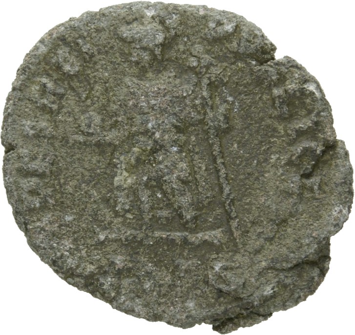 RIC VIII Arelate 279 Constantius II reverse, Julian, helmeted, draped, cuirassed, standing right, holding globe in right h...