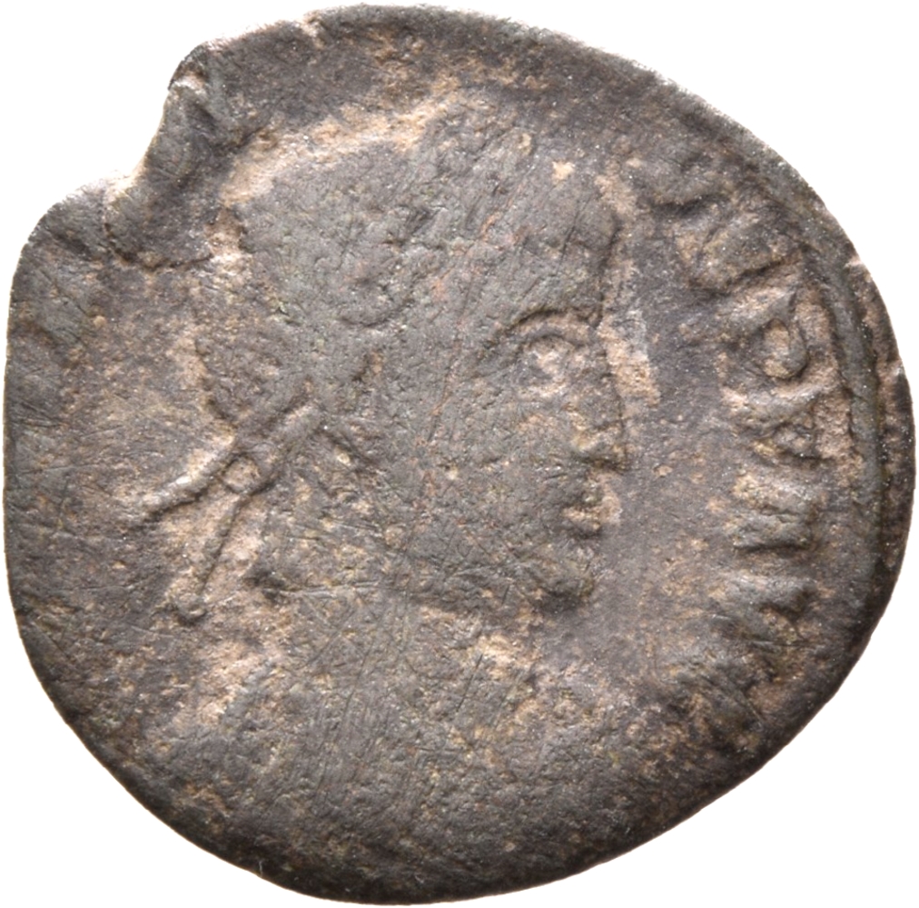 RIC VIII Arelate 35 Constantine II obverse, Bust of Constantius II, laureate, rosette-diademed, draped, cuirassed, right