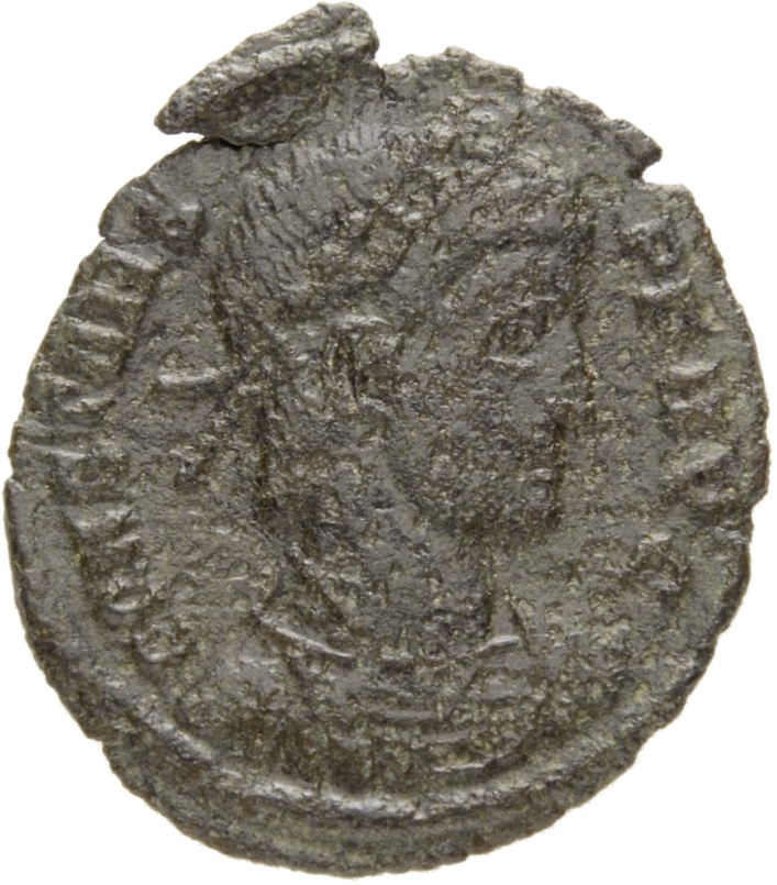 RIC VIII Arelate 57 Constantine II obverse, Bust of Constans, rosette-diademed, draped, cuirassed, right