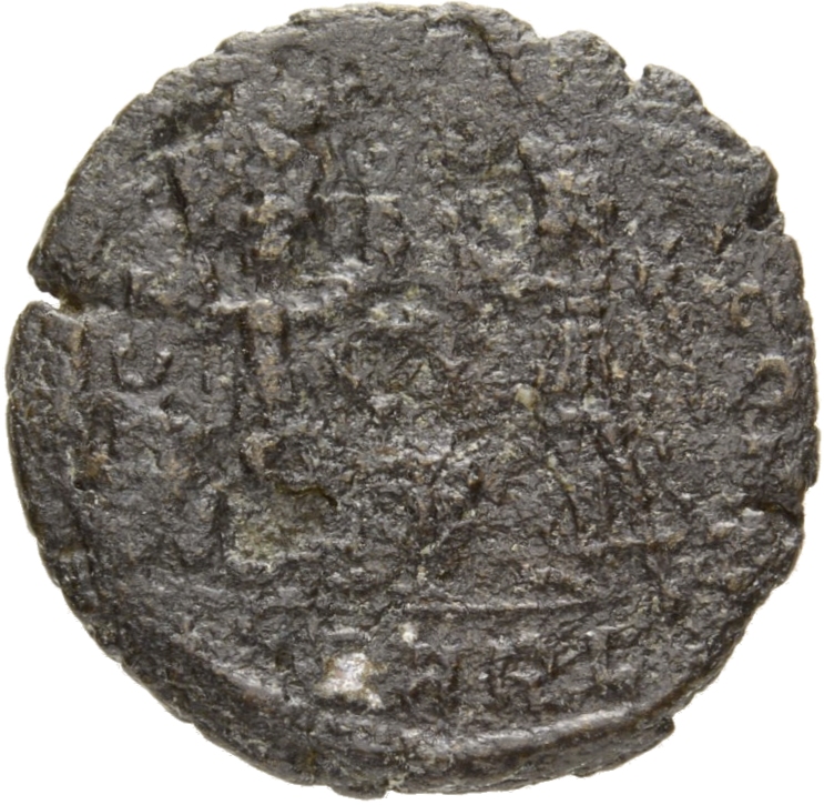 RIC VIII Arelate 85 Constans reverse, Two Victories, winged, draped, facing each other, each holding wreath in right hand ...