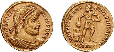 RIC VIII Arelate 95 Constans obverse, Bust of Constantius II, rosette-diademed, draped, cuirassed, right