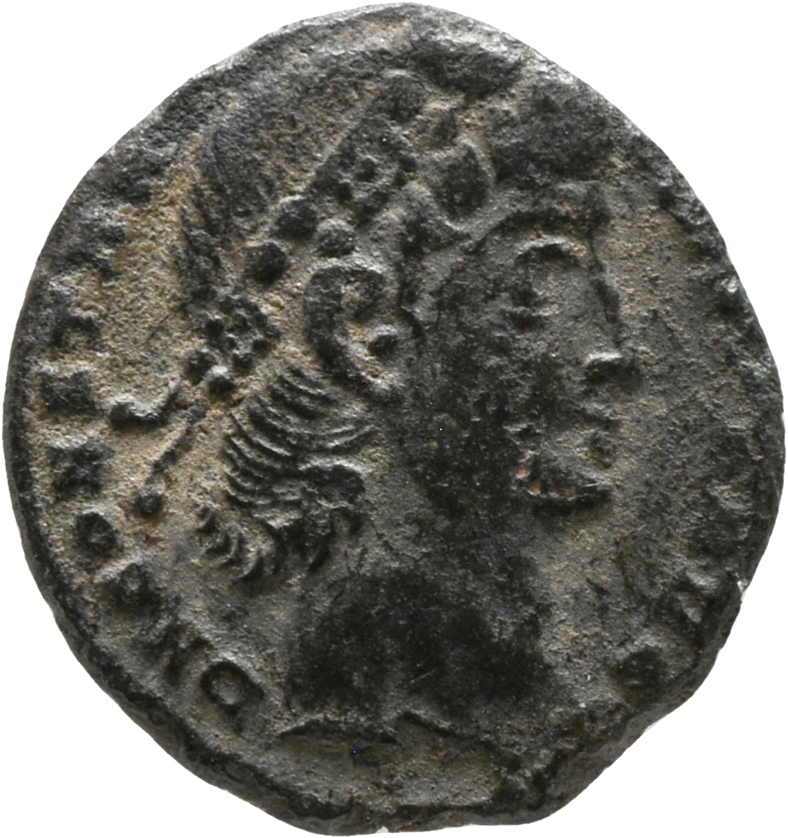 RIC VIII Constantinople 43 Constantius II obverse, Head of Constantius II, rosette-diademed, right