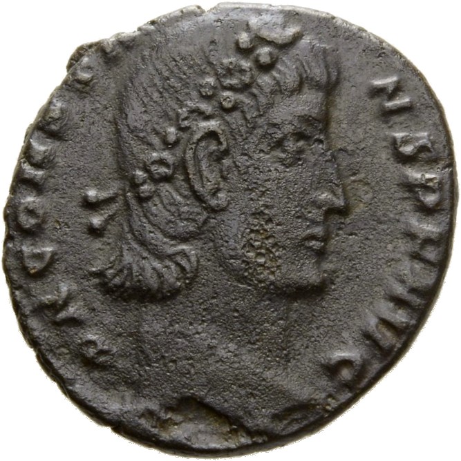 RIC VIII Constantinople 45 Constantius II obverse, Head of Constans, rosette-diademed, right