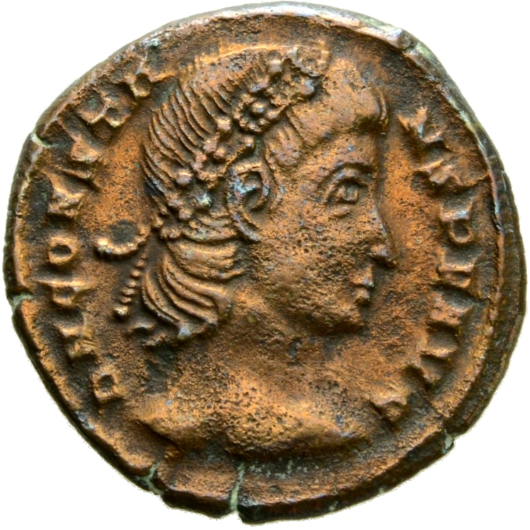 RIC VIII Constantinople 54 Constantius II obverse, Head of Constans, rosette-diademed, right