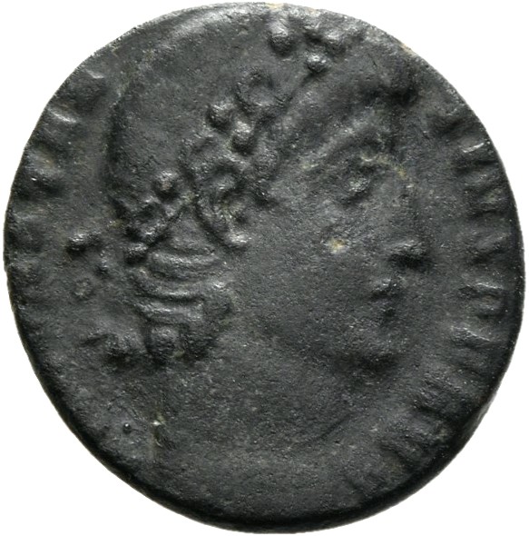 RIC VIII Constantinople 67 Constantius II obverse, Head of Constantius II, rosette-diademed, right