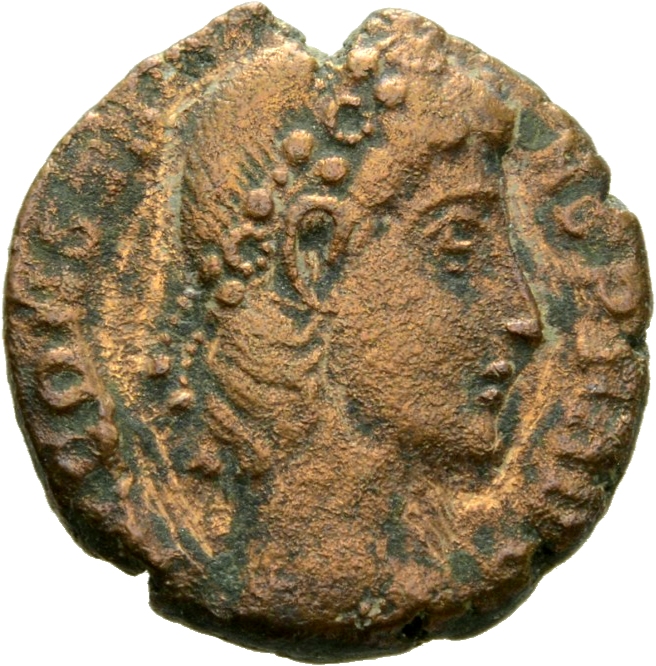 RIC VIII Constantinople 70 Constantius II obverse, Head of Constans, rosette-diademed, right
