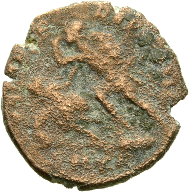 RIC VIII Cyzicus 106 Constantius II reverse, Soldier, helmeted, draped, cuirassed, advancing left, spearing fallen horsema...