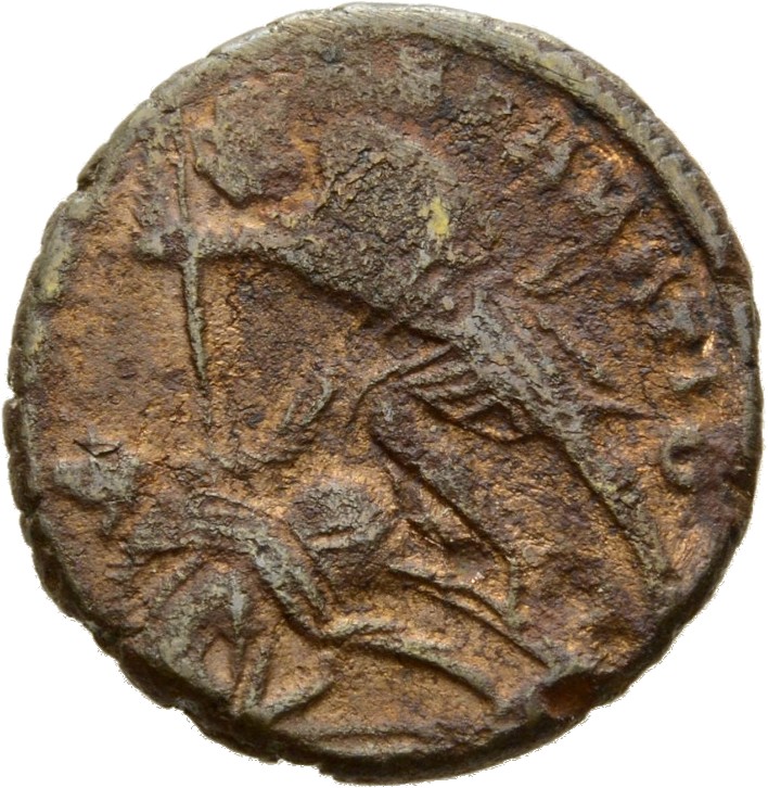 RIC VIII Cyzicus 107 Constantius II reverse, Soldier, helmeted, draped, cuirassed, advancing left, spearing fallen horsema...