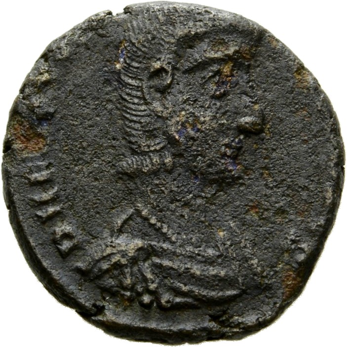 RIC VIII Cyzicus 116 Constantius II obverse, Bust of Julian, bareheaded, draped, cuirassed, right