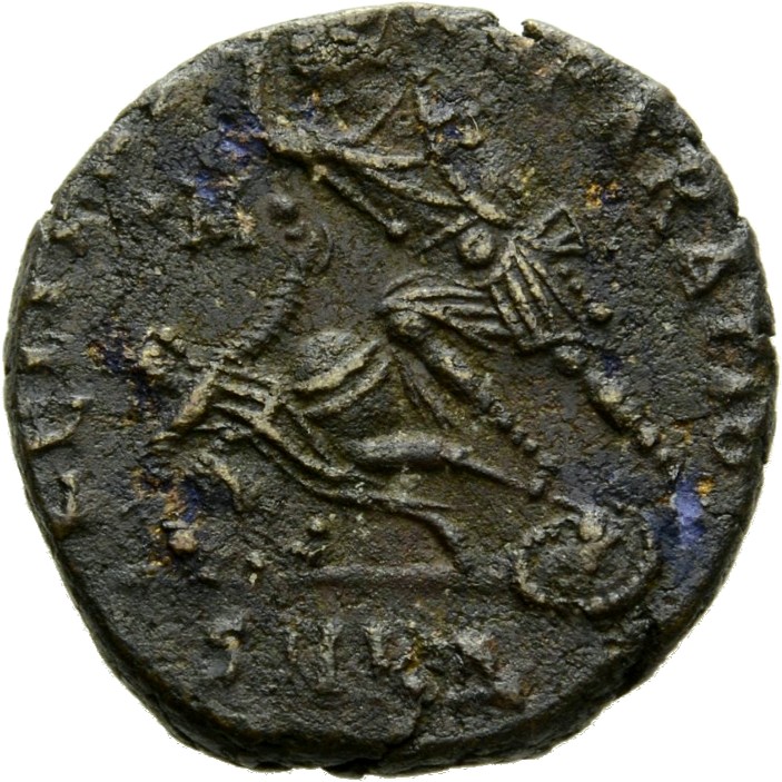 RIC VIII Cyzicus 116 Constantius II reverse, Soldier, helmeted, draped, cuirassed, advancing left, spearing fallen horsema...