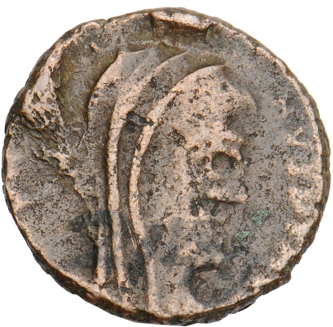 RIC VIII Cyzicus 19 Constantius II obverse, Head of Constantine I, veiled, right