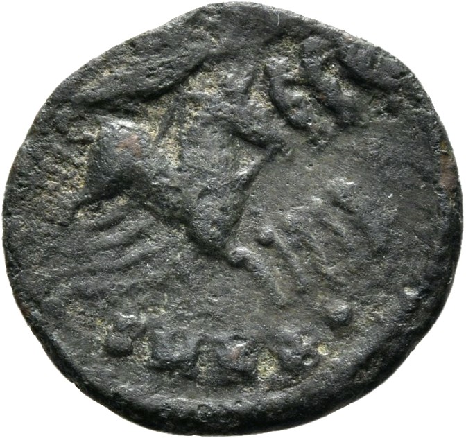 RIC VIII Cyzicus 19 Constantius II reverse, Constantine I, veiled, draped, riding right in quadriga; Hand of God reaches d...