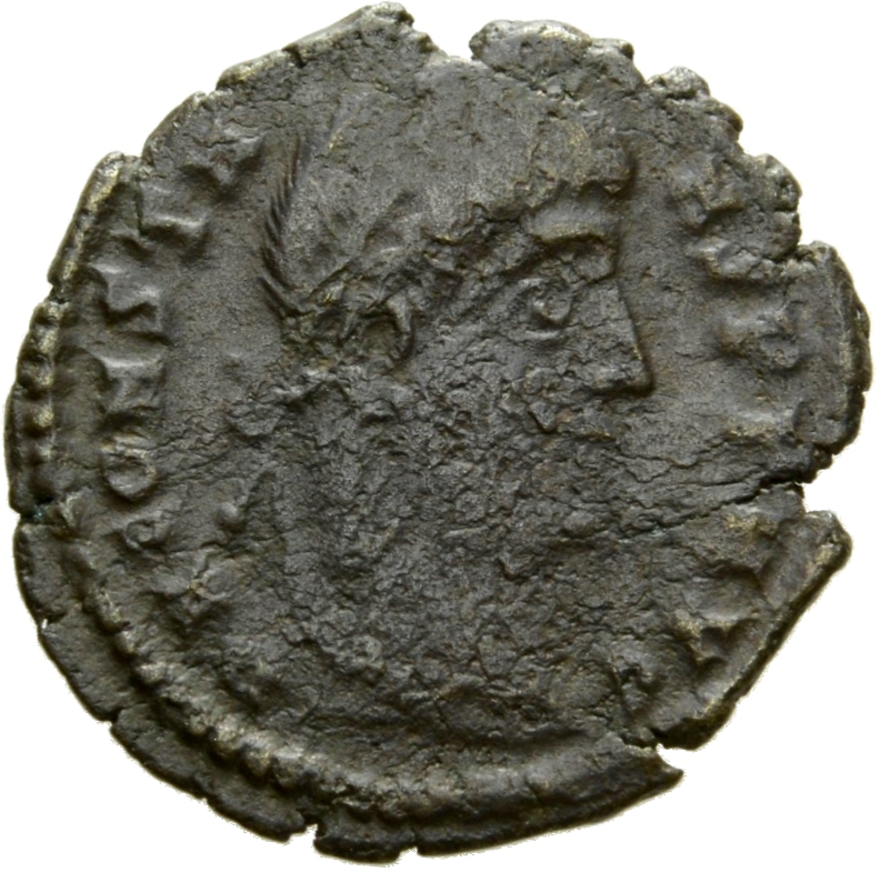 RIC VIII Cyzicus 22 Constantius II obverse, Head of Constans, laureate, right