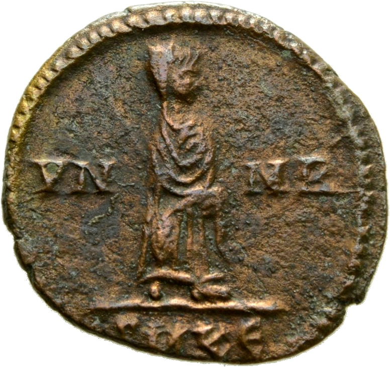 RIC VIII Cyzicus 46 Constantius II reverse, Constantine I, veiled, draped, standing right