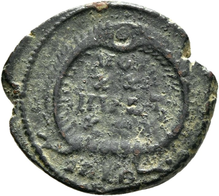 RIC VIII Cyzicus 49 Constantius II reverse, VOT/XX/MVLT/XXX within a wreath