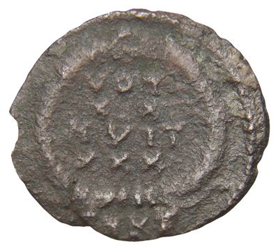 RIC VIII Cyzicus 50 Constantius II reverse, VOT/XX/MVLT/XXX within a wreath