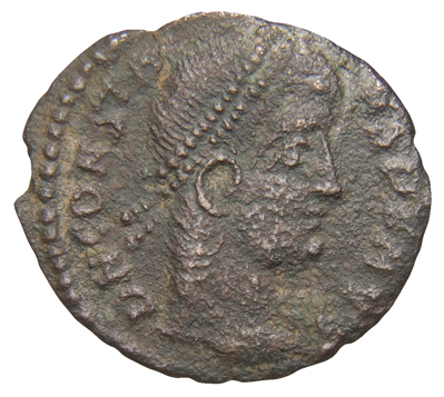 RIC VIII Cyzicus 50 Constantius II obverse, Head of Constans, laureate, right