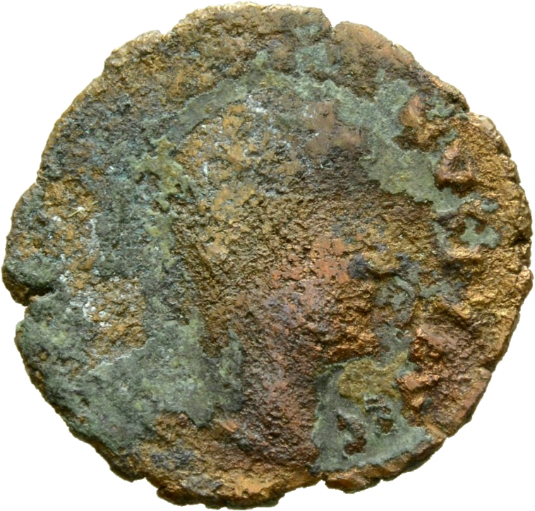 RIC VIII Cyzicus 54 Constantius II obverse, Head of Constantine I, veiled, right