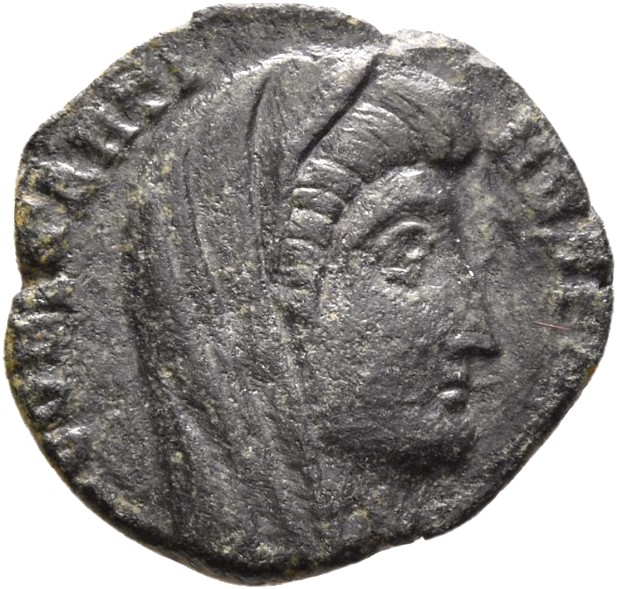 RIC VIII Cyzicus 59 Constantius II obverse, Head of Constantine I, veiled, right