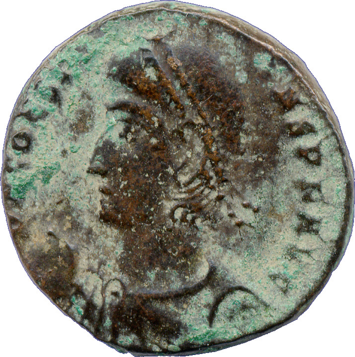 RIC VIII Cyzicus 72 Constantius II obverse, Bust of Constans, pearl-diademed, draped, cuirassed, left, holding globe in ri...