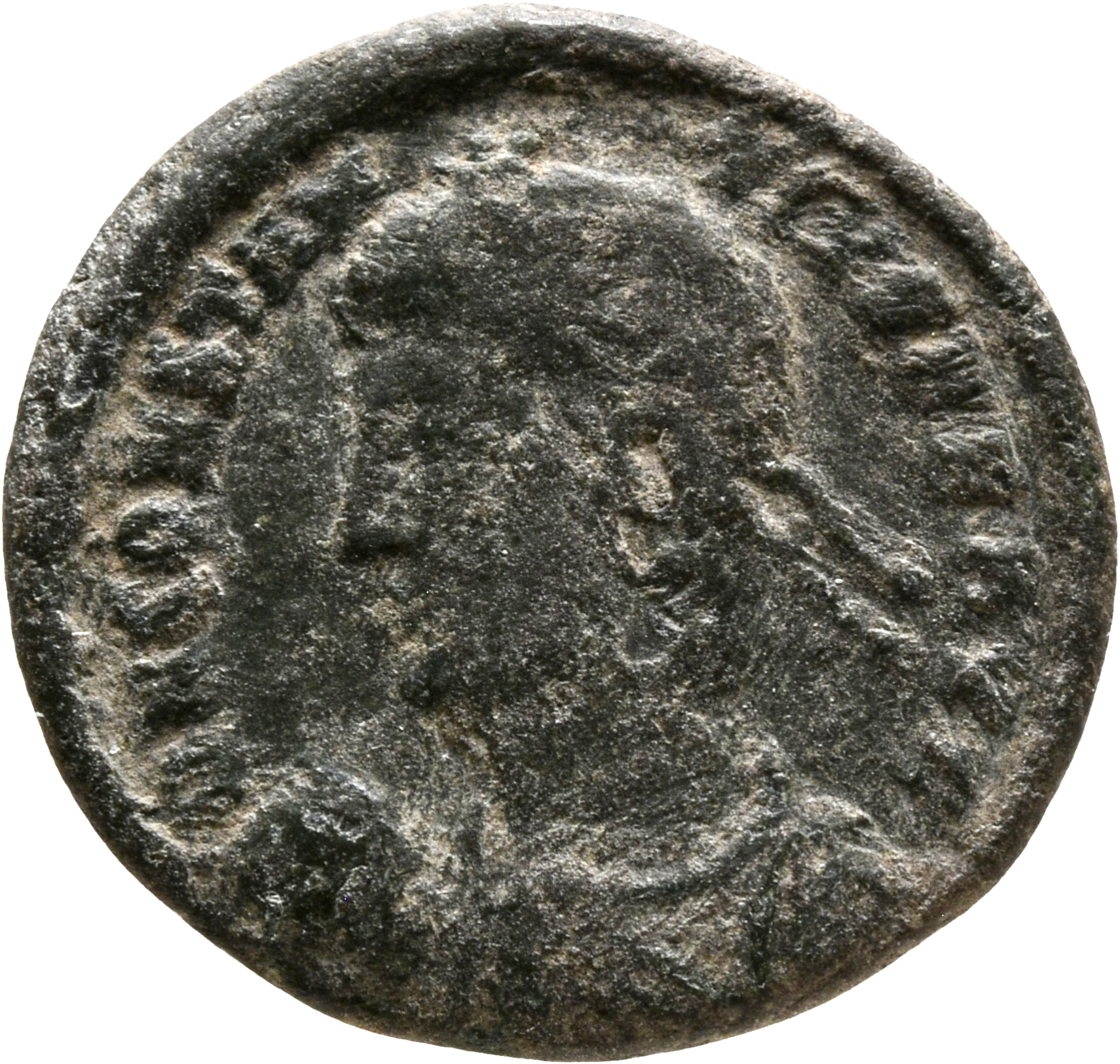 RIC VIII Cyzicus 80 Constantius II obverse, Bust of Constantius II, pearl-diademed, draped, cuirassed, left, holding globe...