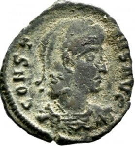 RIC VIII Heraclea 37 Constantius II obverse, Head of Constans, pearl-diademed, right