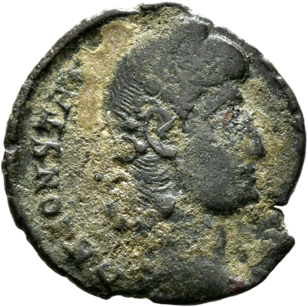 RIC VIII Heraclea 45 Constantius II obverse, Head of Constantius II, pearl-diademed, right