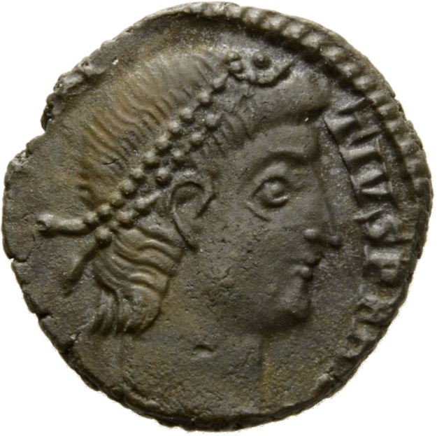 RIC VIII Heraclea 54 Constantius II obverse, Head of Constantius II, pearl-diademed, right