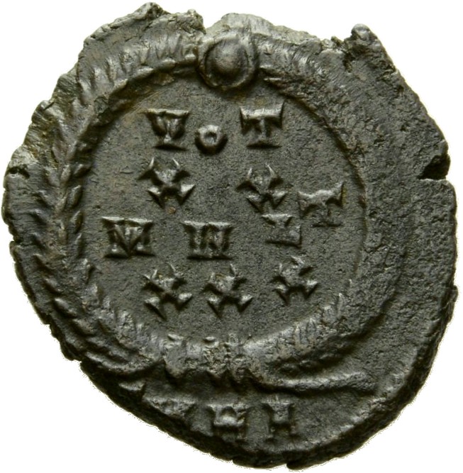 RIC VIII Heraclea 54 Constantius II reverse, VOT/XX/MVLT/XXX within a wreath