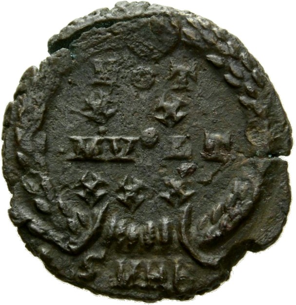RIC VIII Heraclea 56 Constantius II reverse, VOT/XX/MVLT/XXX within a wreath