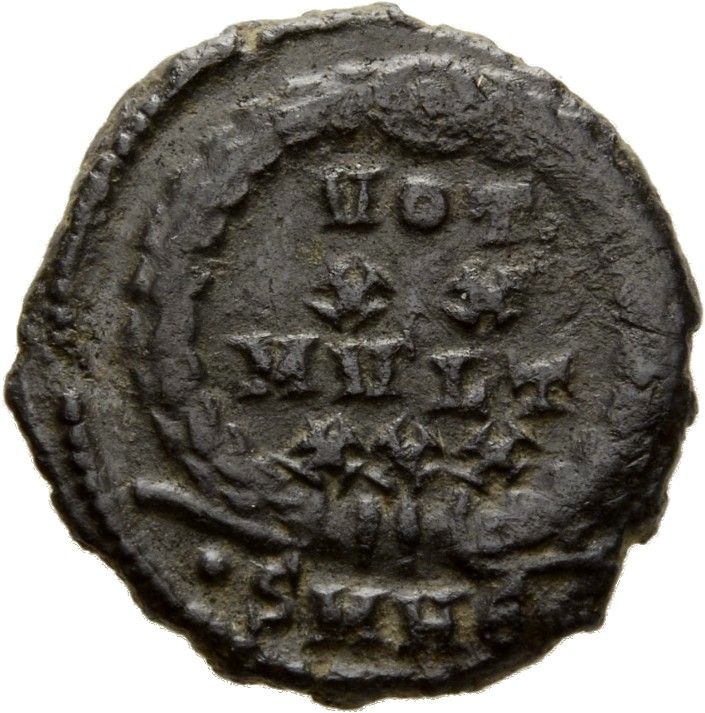RIC VIII Heraclea 57 Constantius II reverse, VOT/XX/MVLT/XXX within a wreath