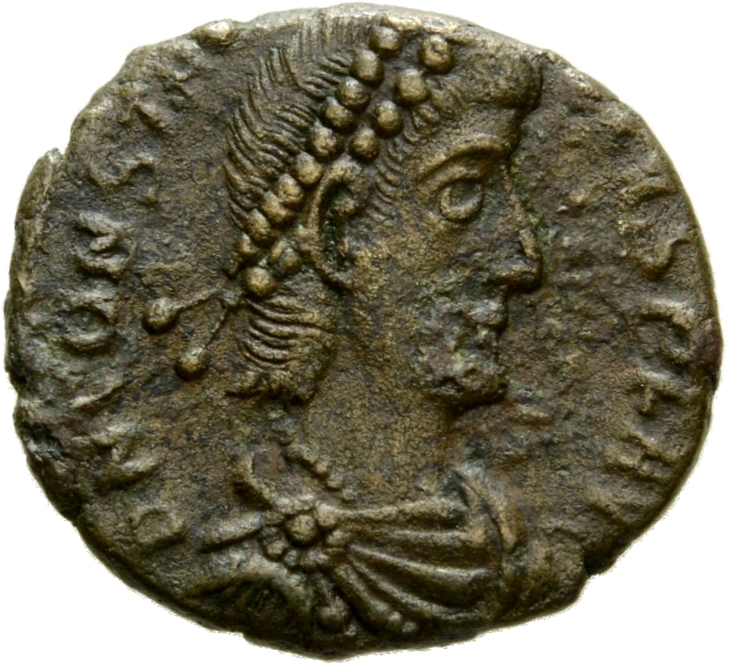 RIC VIII Heraclea 98 Constantius II obverse, Bust of Constantius II, pearl-diademed, draped, cuirassed, right