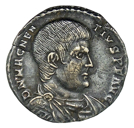 RIC VIII Lugdunum 120 Magnentius obverse, Bust of Magnentius, bareheaded, draped, cuirassed, right
