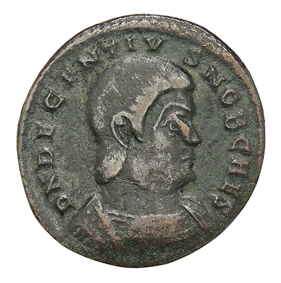 RIC VIII Lugdunum 122 Magnentius obverse, Bust of Decentius, bareheaded, cuirassed, right