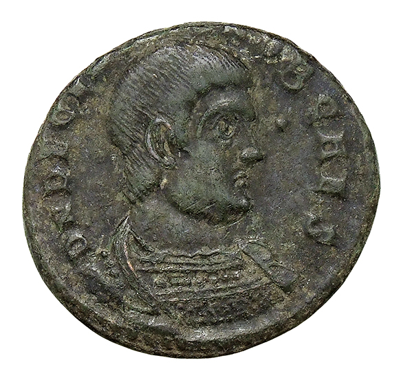 RIC VIII Lugdunum 127 Magnentius obverse, Bust of Decentius, bareheaded, cuirassed, right