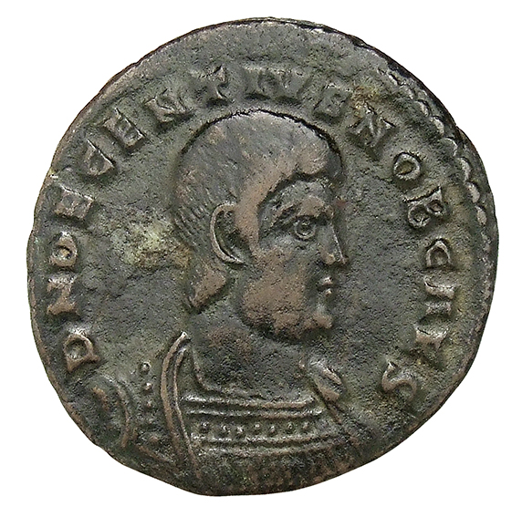RIC VIII Lugdunum 137 Magnentius obverse, Bust of Decentius, bareheaded, cuirassed, right