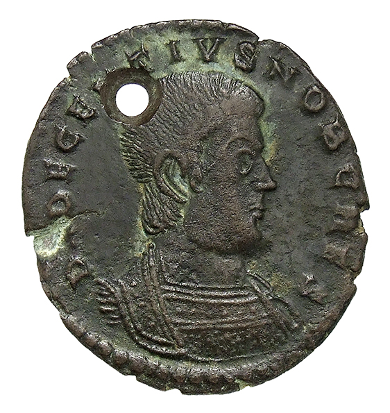 RIC VIII Lugdunum 146 Magnentius obverse, Bust of Decentius, bareheaded, cuirassed, right